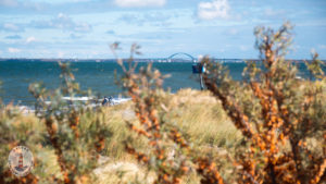 Strand Heiligenhafen Blickrichtung Fehmarnsundbrücke